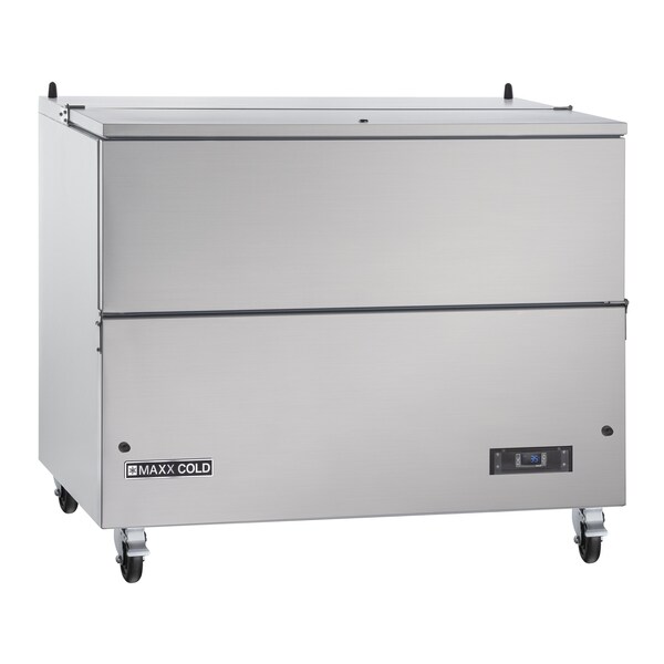 Maxx Cold Milk Cooler, 49 in.W, Stores up to 12 13 in. Milk Crates, in Stainless Steel MXMC49HC - main